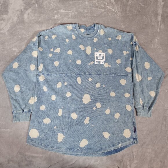 Walt Disney World Denim Style Bleached Spirit Jersey Adult M Oversized Blue - Picture 1 of 9